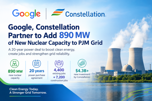 Google, Constellation Energy Partner to Add 890 MW of New Nuclear Capacity to PJM Grid
