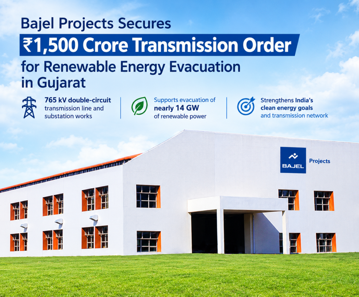 Bajel Projects Secures ₹1,500 Crore Transmission Order for Renewable Energy Evacuation in Gujarat